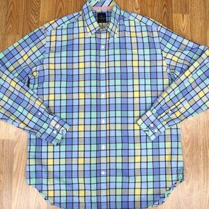 TAILORBYRD REGULAR FIT 100% COTTON SHIRT MULTI-COLOR PLAID Sz LARGE, L